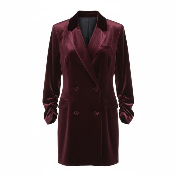 1. State Jackets & Blazers - Velvet Blazer Mini Dress | NWT Double Breasted Long Sleeve Burgundy. Size: 2